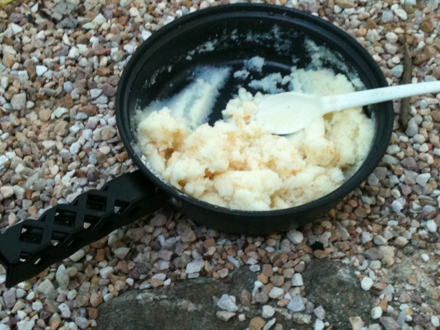 Mashed taters at Tumbling Run Shelters. Dinner of champions. 